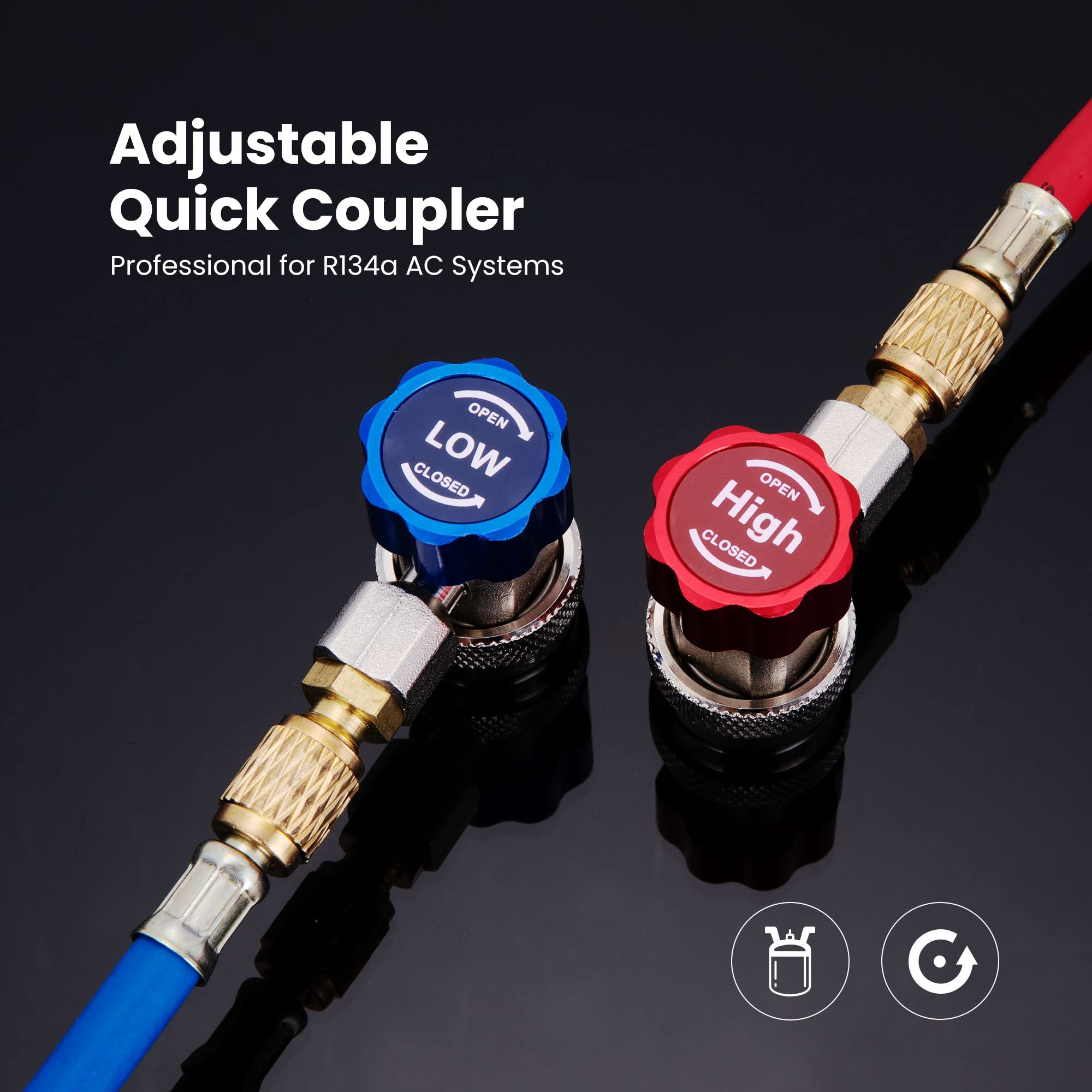 VIVOHOME AC R134a coupler red knob enables quick, secure high-pressure connection.