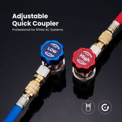 VIVOHOME AC R134a coupler red knob enables quick, secure high-pressure connection.