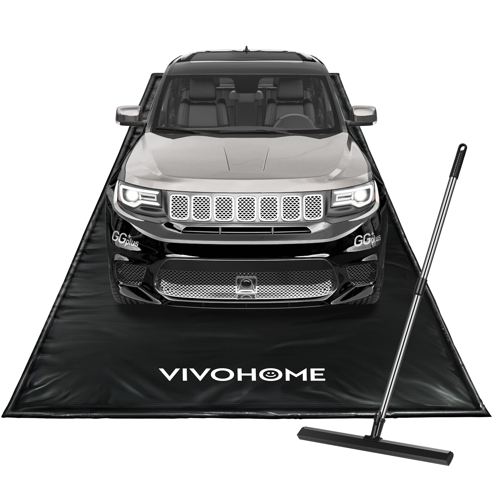 VIVOHOME Containment Mat 86x20 setup protects garage floor from mud and spills.