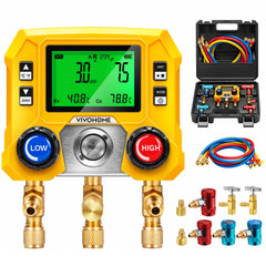 VIVOHOME digital manifold display shows precise pressure readings for HVAC work.