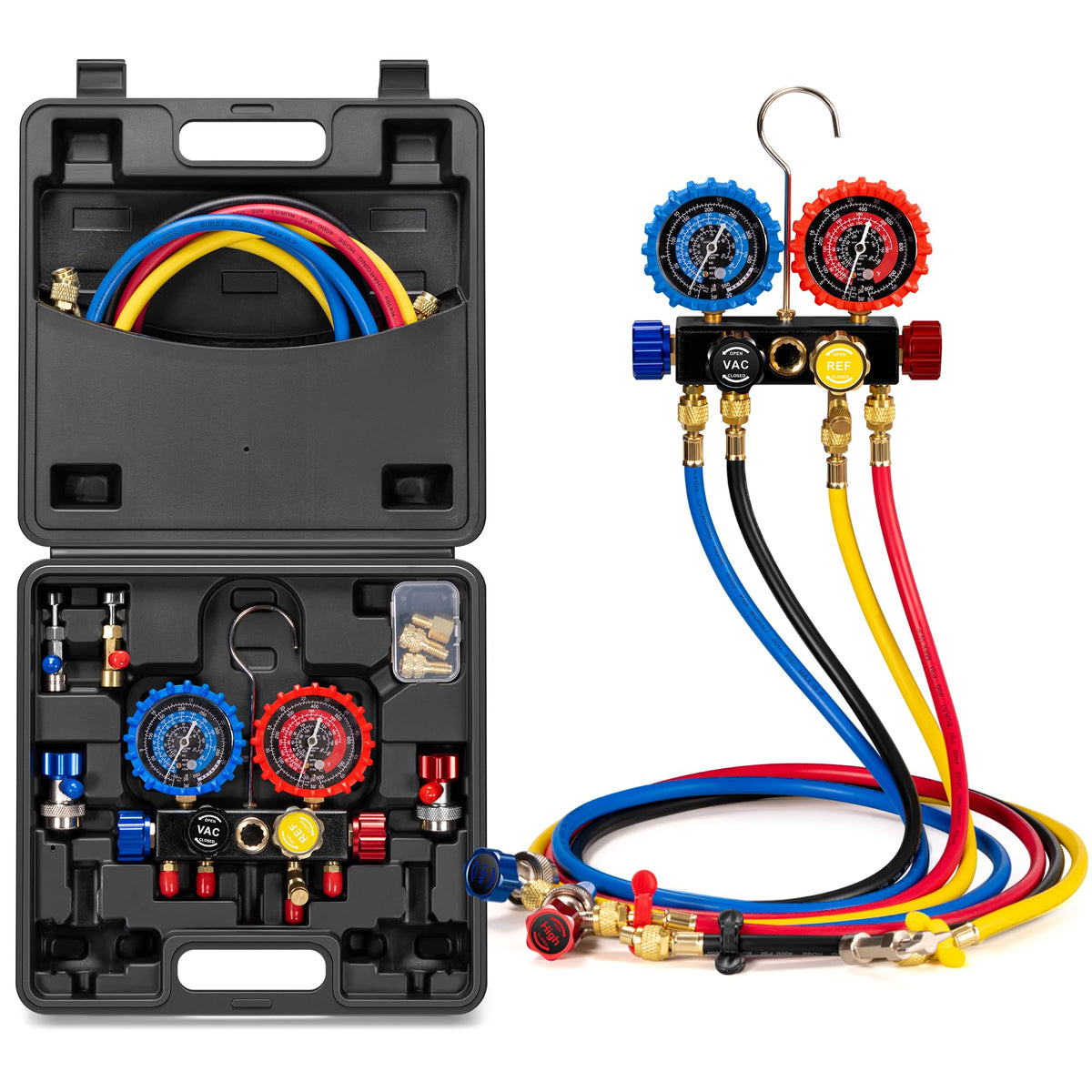 VIVOHOME HVAC manifold gauge set front dial for precise pressure readings during service