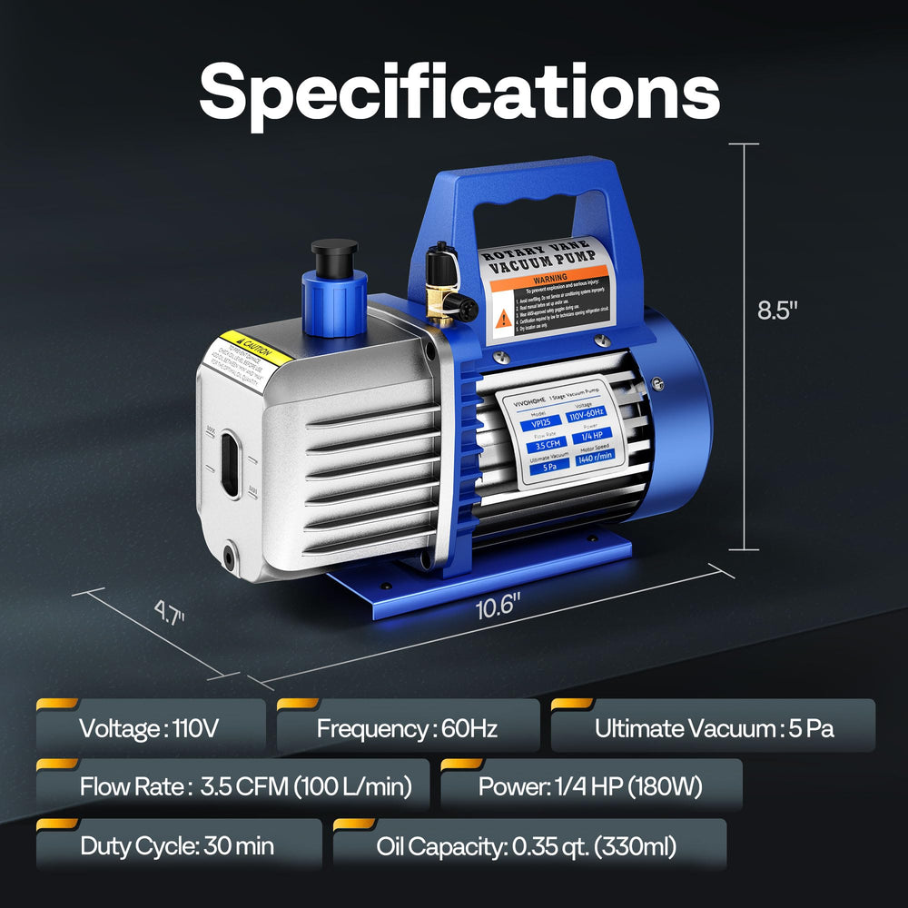 VIVOHOME pump in use during refrigerant service with low noise.