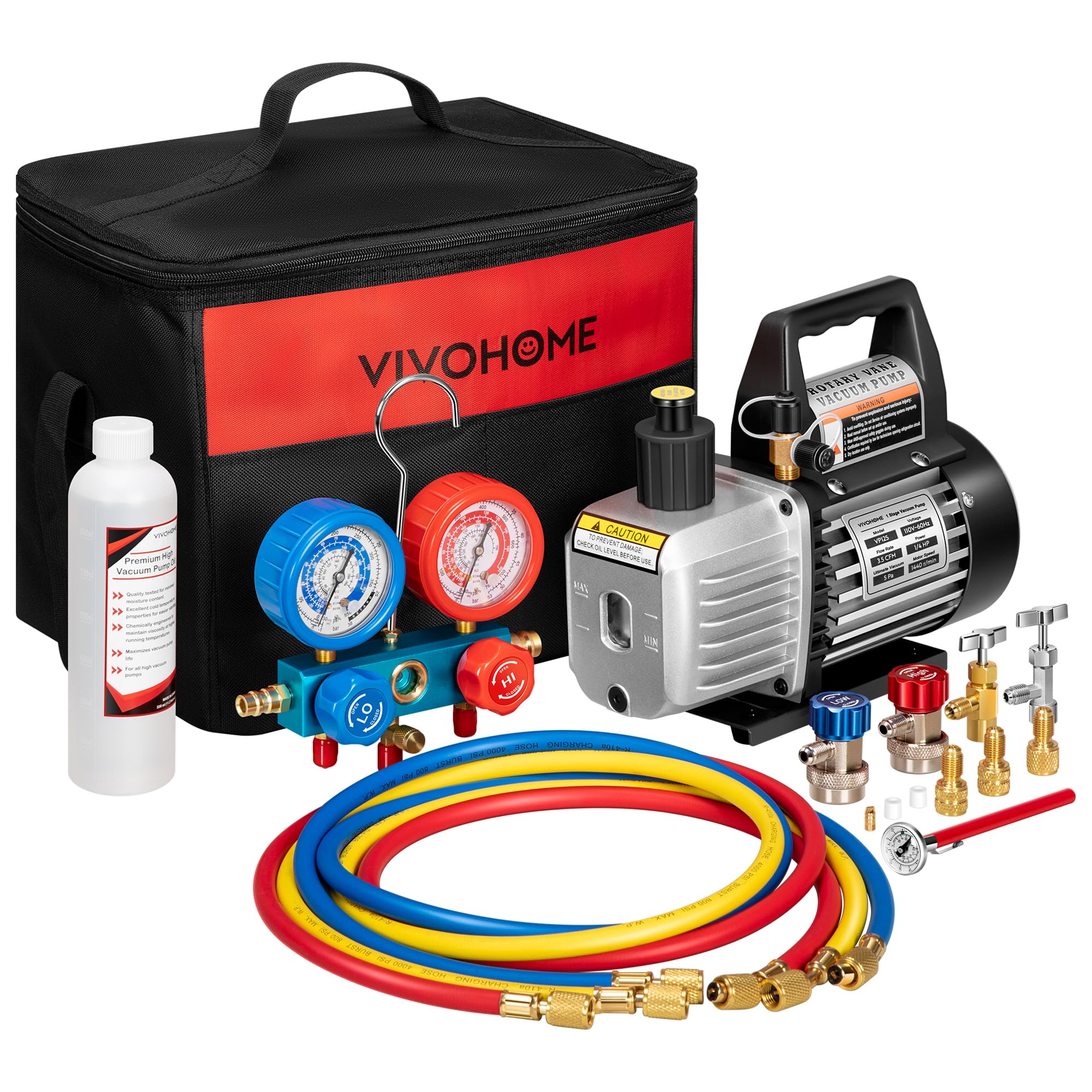 VIVOHOME vacuum pump exterior with a durable die-cast body for long use.