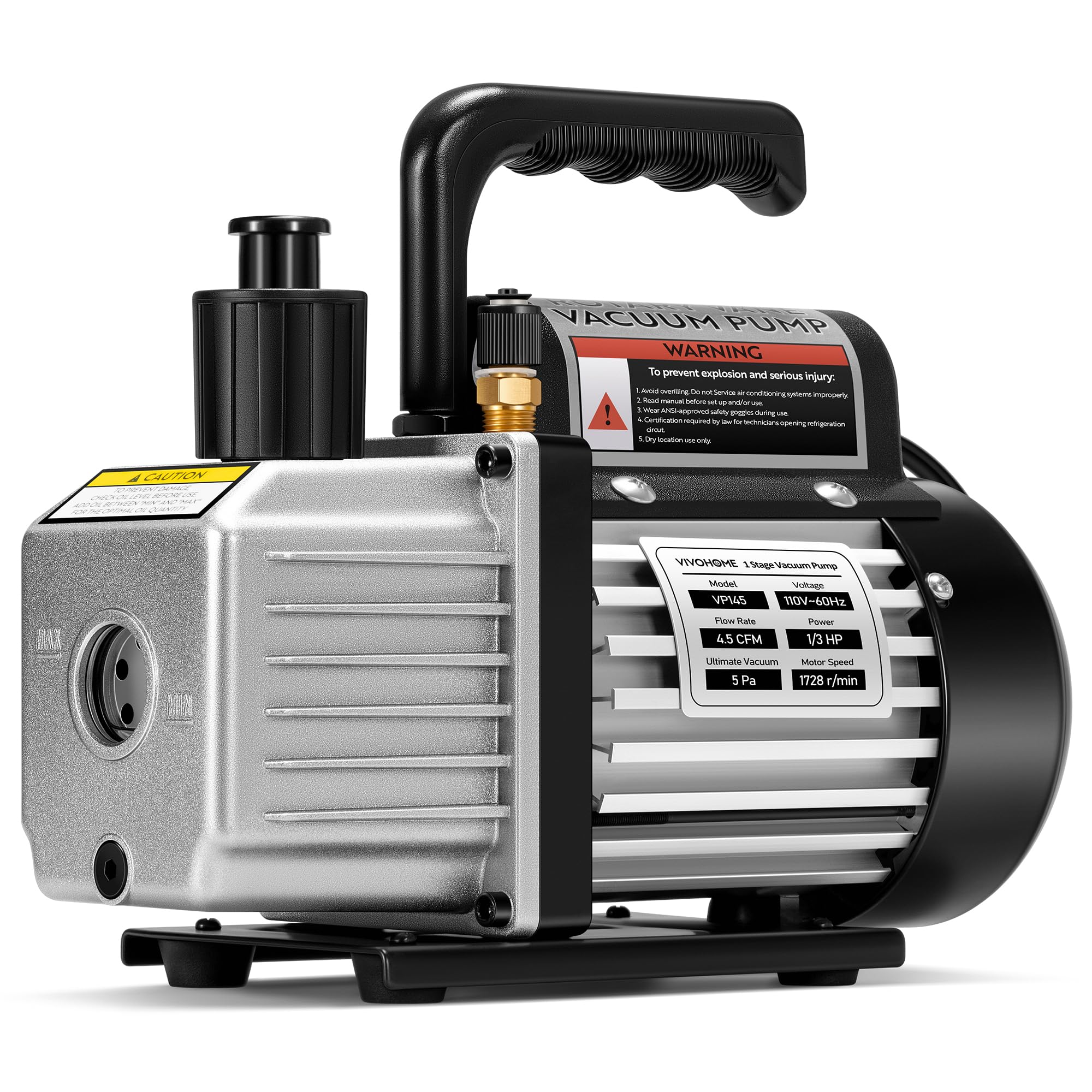 VIVOHOME vacuum pump front view showing compact, durable design for field service