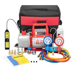 VIVOHOME vacuum pump front view showing compact, durable design for reliable HVAC evacuations.