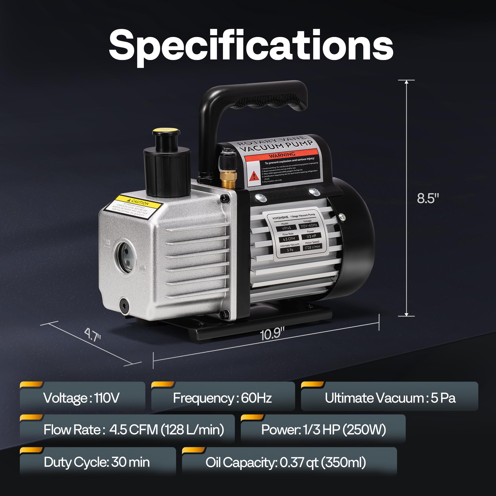 VIVOHOME vacuum pump in use on an air conditioning service job