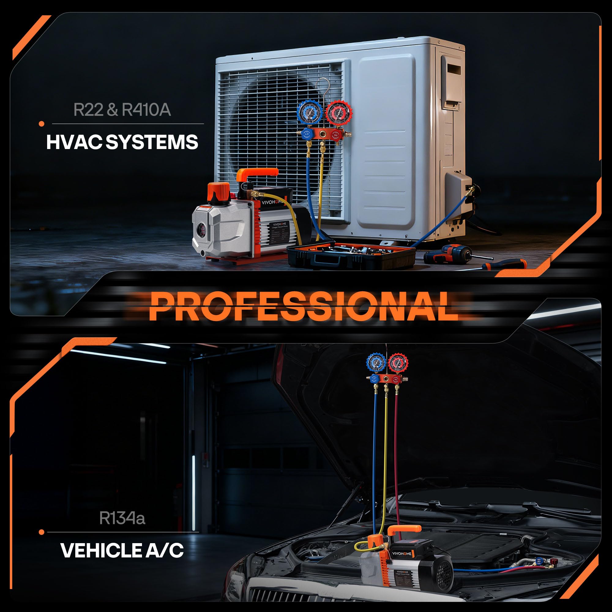 Flexible 5 ft hoses for on site HVAC and auto A C connections