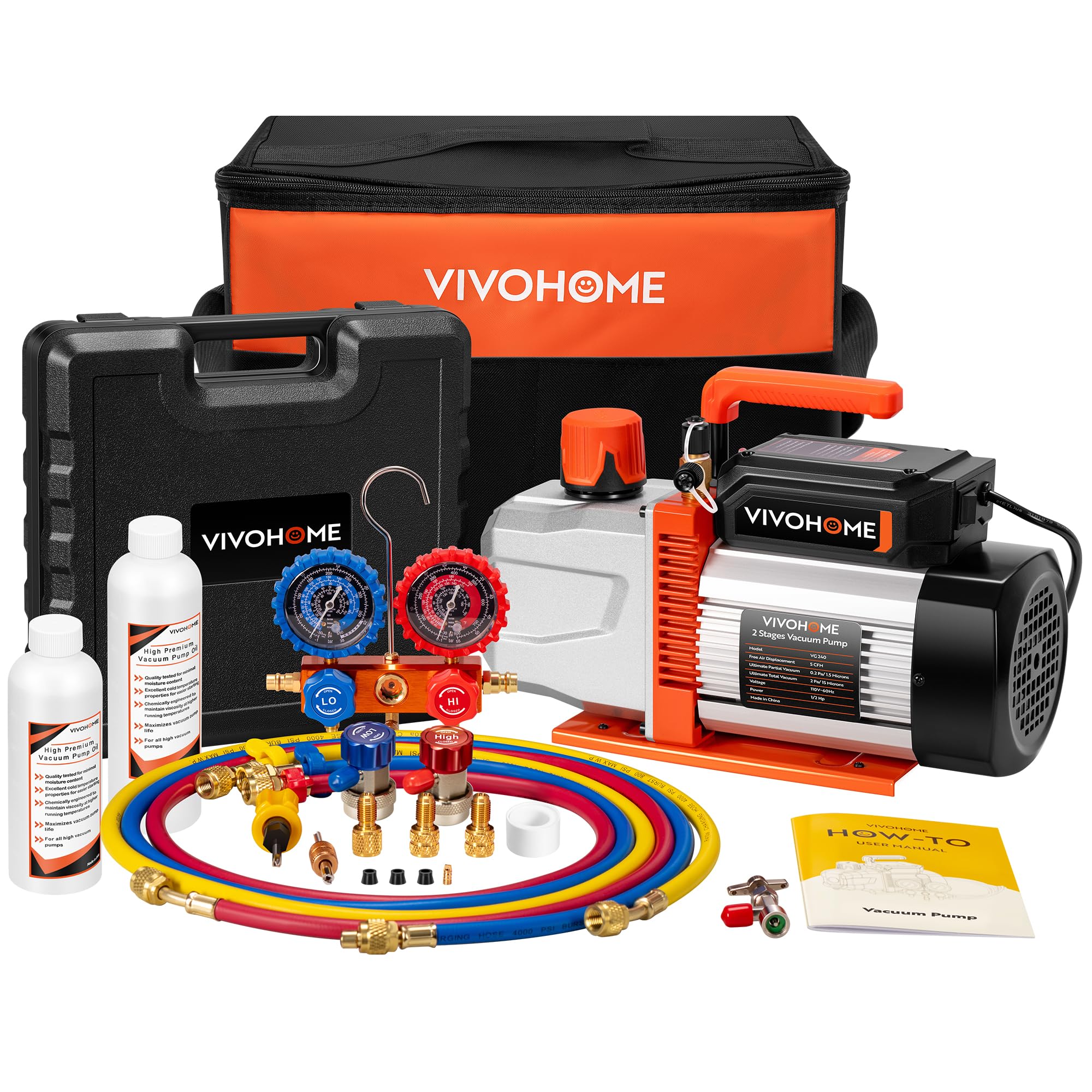 VIVOHOME VG Series vacuum pump unit for fast air removal in HVAC work