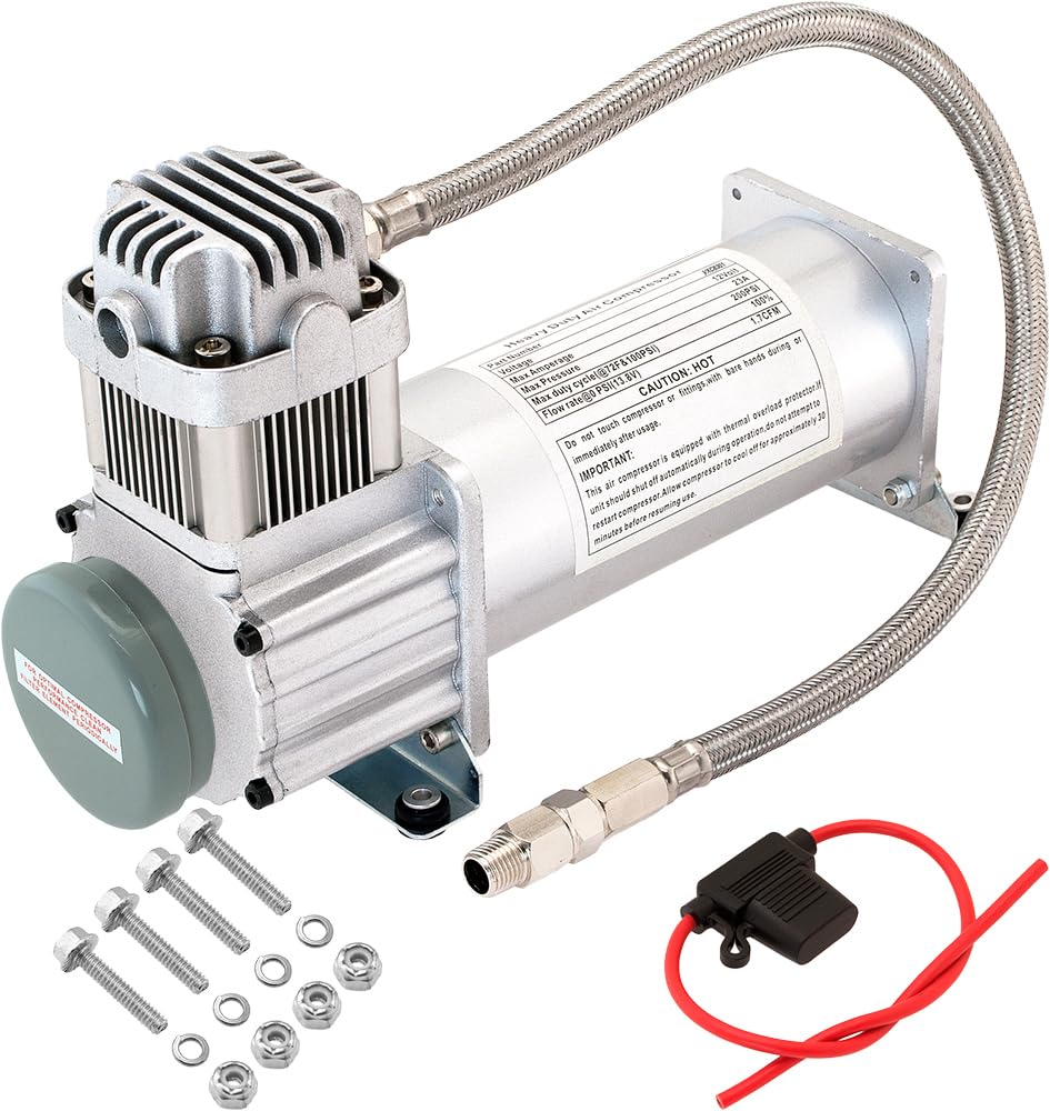 Vixen Horns heavy-duty onboard air compressor unit with 200 PSI for rapid air filling