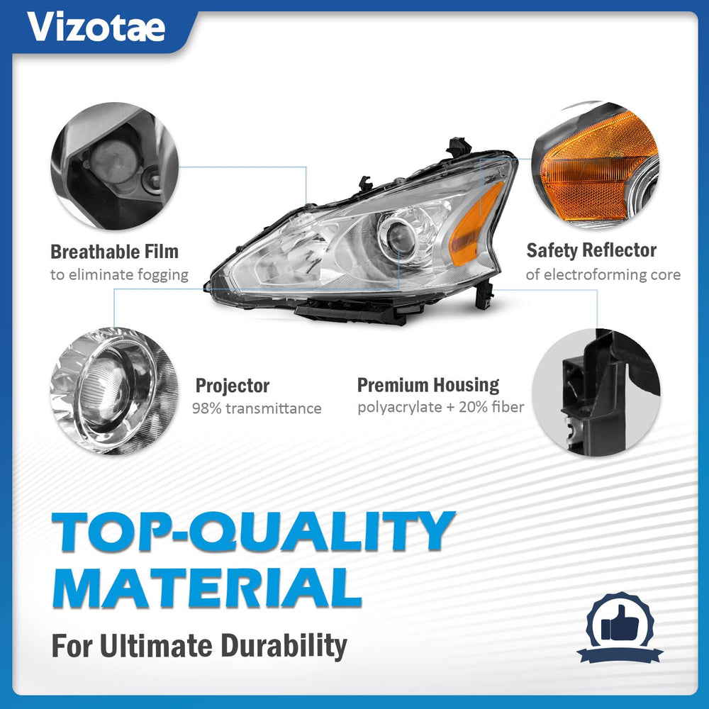 Vizotae headlights assembly back view reveals sealed waterproof design for weather resilience.