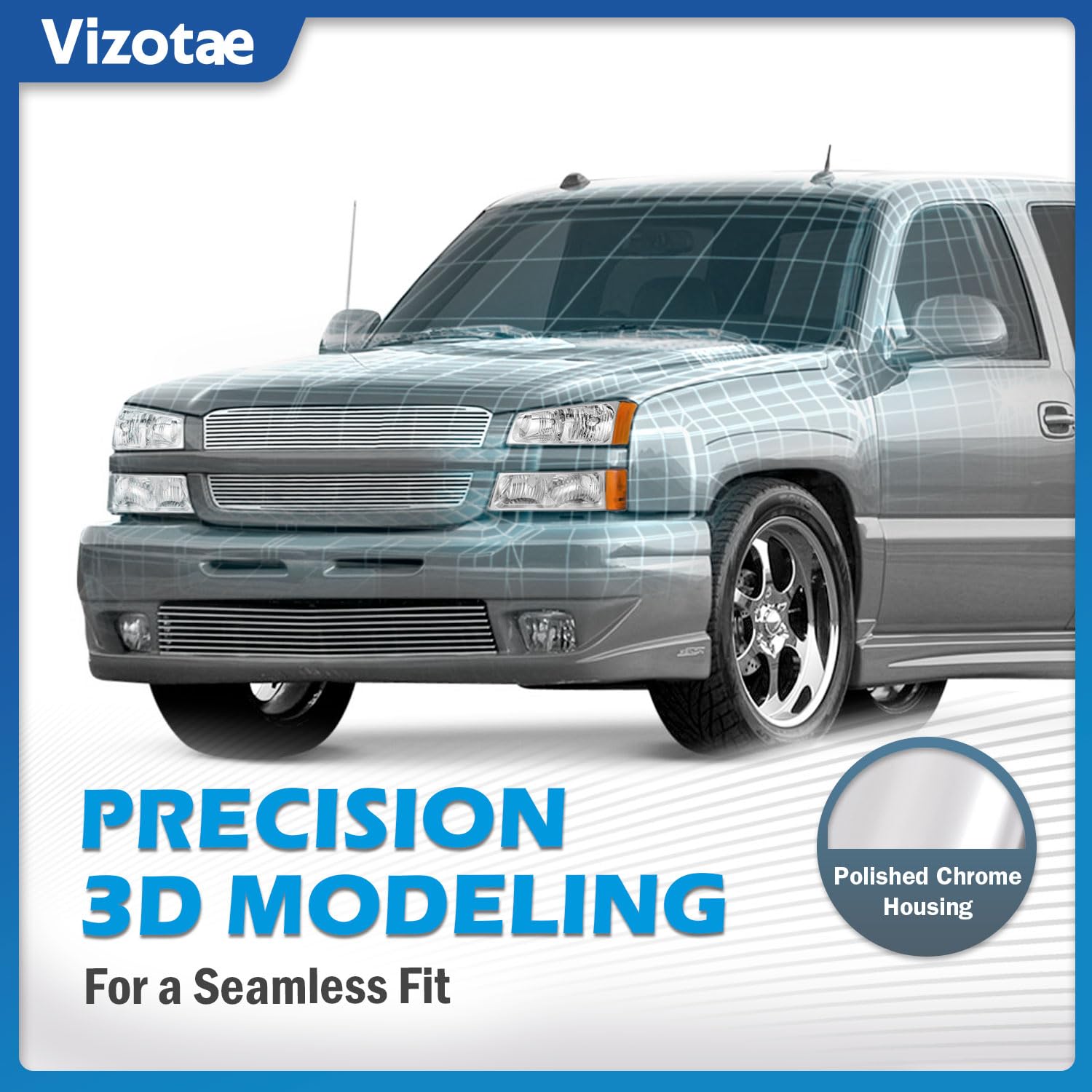 Vizotae headlights assembly for Chevy Silverado passenger side clarity on dark roads.
