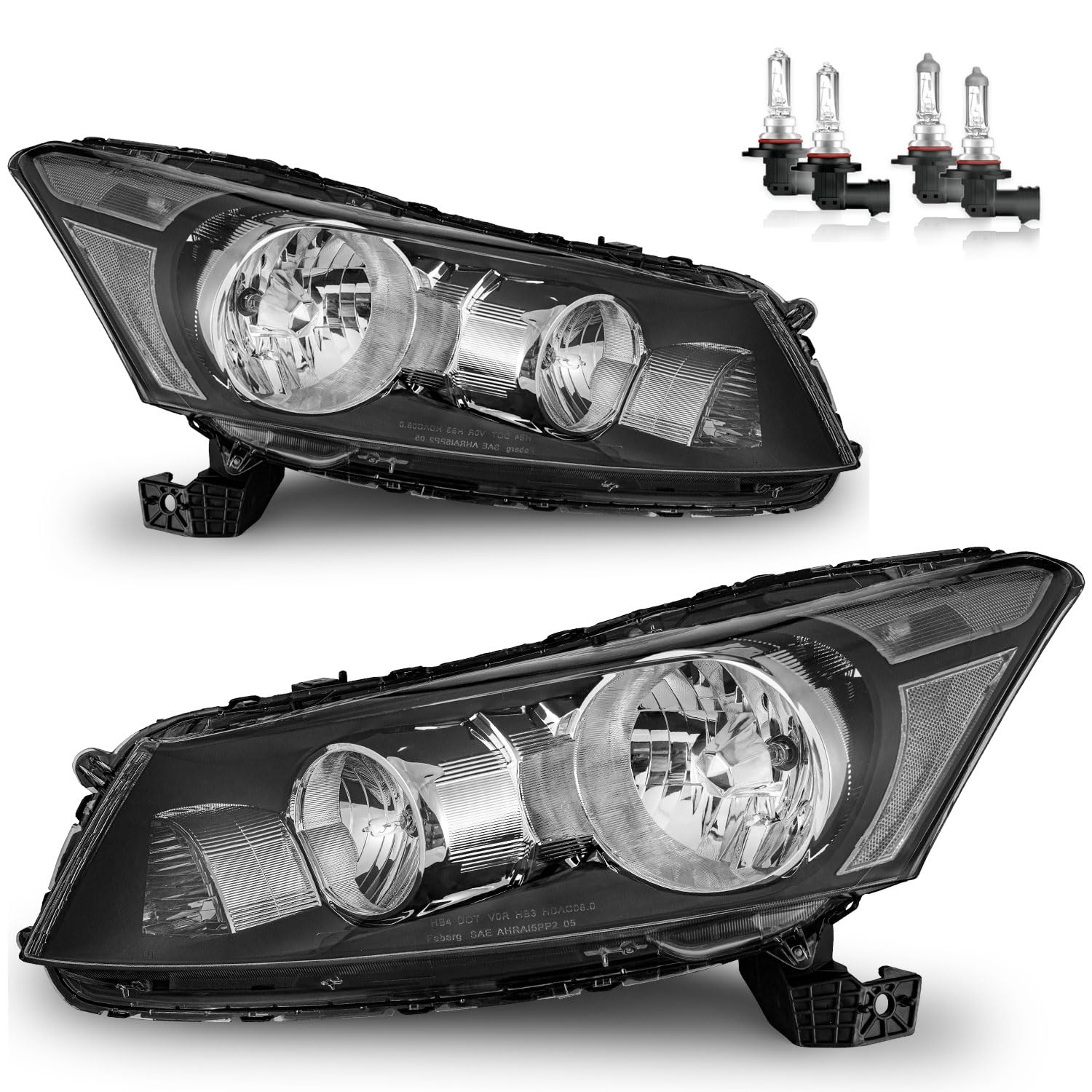 Vizotae headlights assembly front view for 2008-2012 Honda Accord improves night visibility