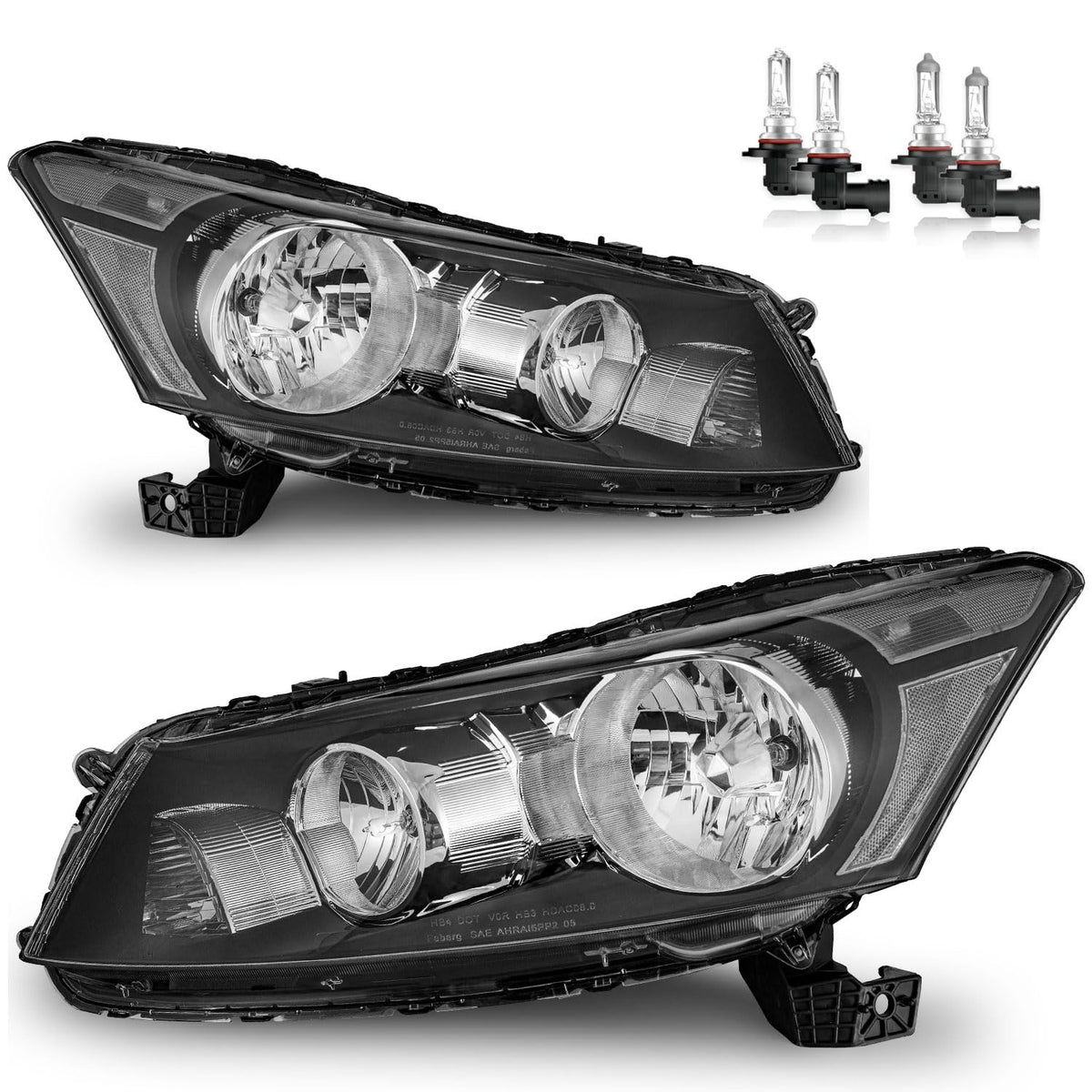 Vizotae headlights assembly front view for 2008-2012 Honda Accord improves night visibility