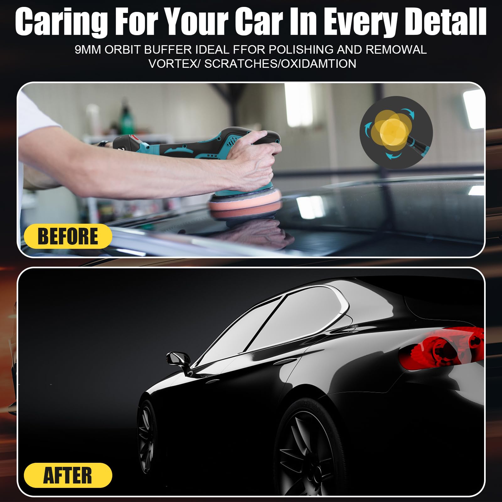 Vkdemer 21V battery pack powering extended polishing sessions.