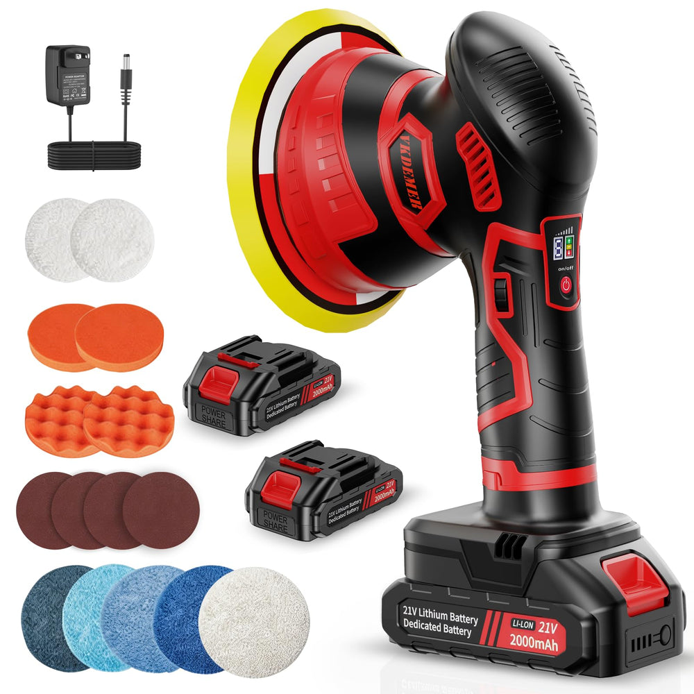 Vkdemer cordless buffer polisher with a 6-inch head for efficient car detailing.