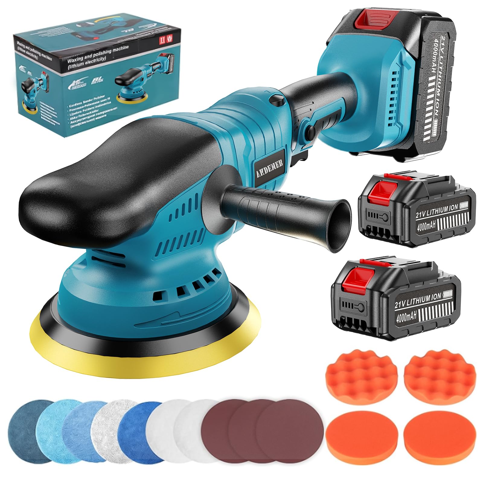 Vkdemer cordless buffer polisher with 6-inch head for smooth car detailing