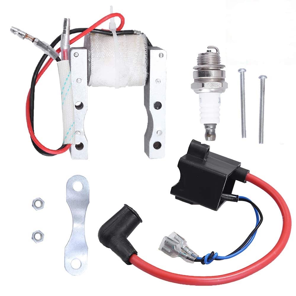 Vkinman CDI ignition coil close-up for 49cc-80cc engines, reliable starting.
