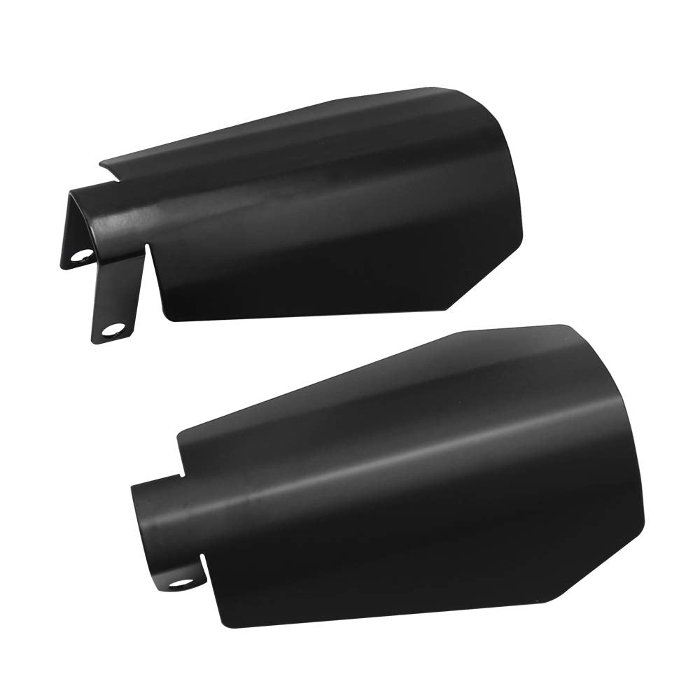 Vkinman coffin-cut hand guards, front view with wind protection for Harley riders.