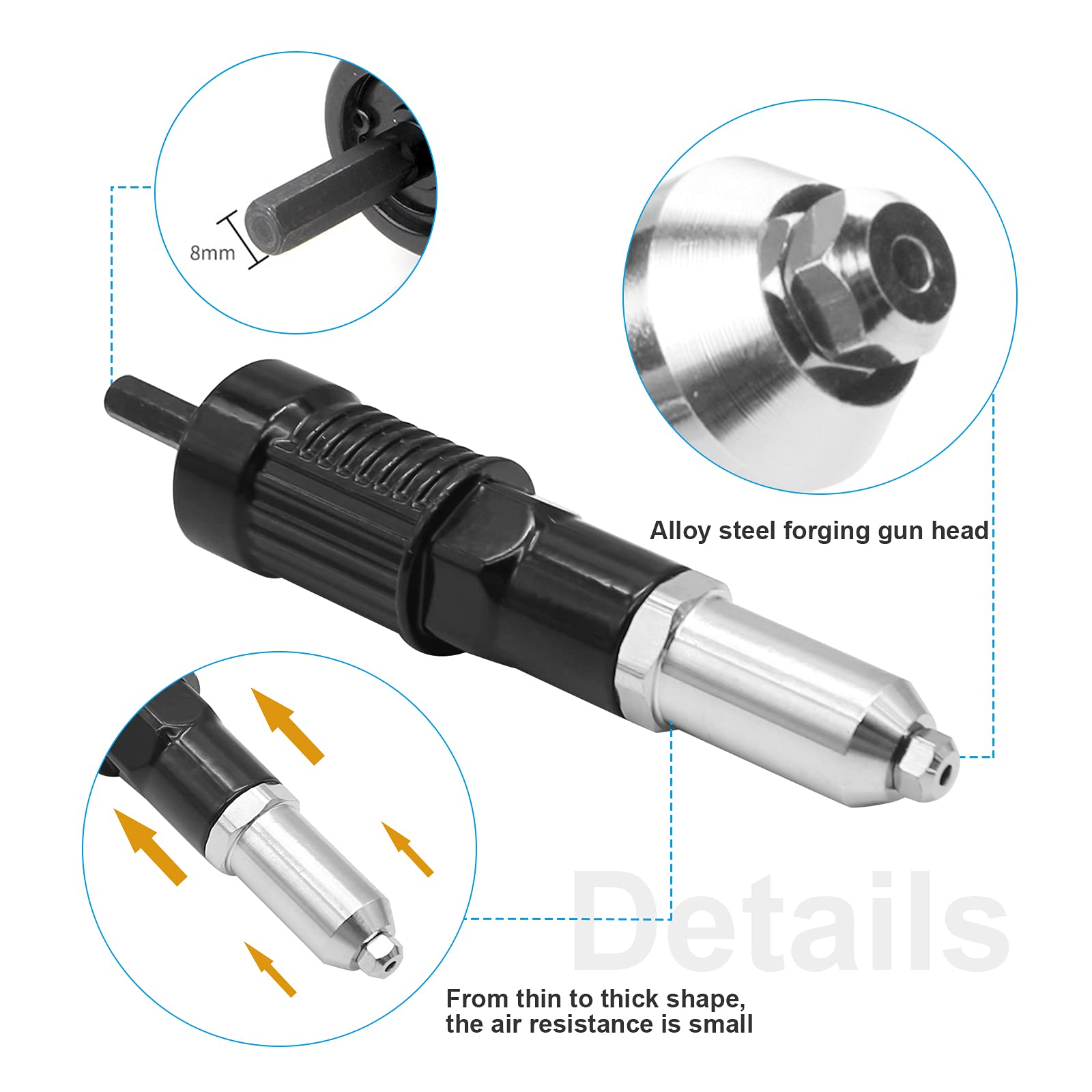 Vkinman Pop Rivet Gun aluminum housing grip for comfortable handling