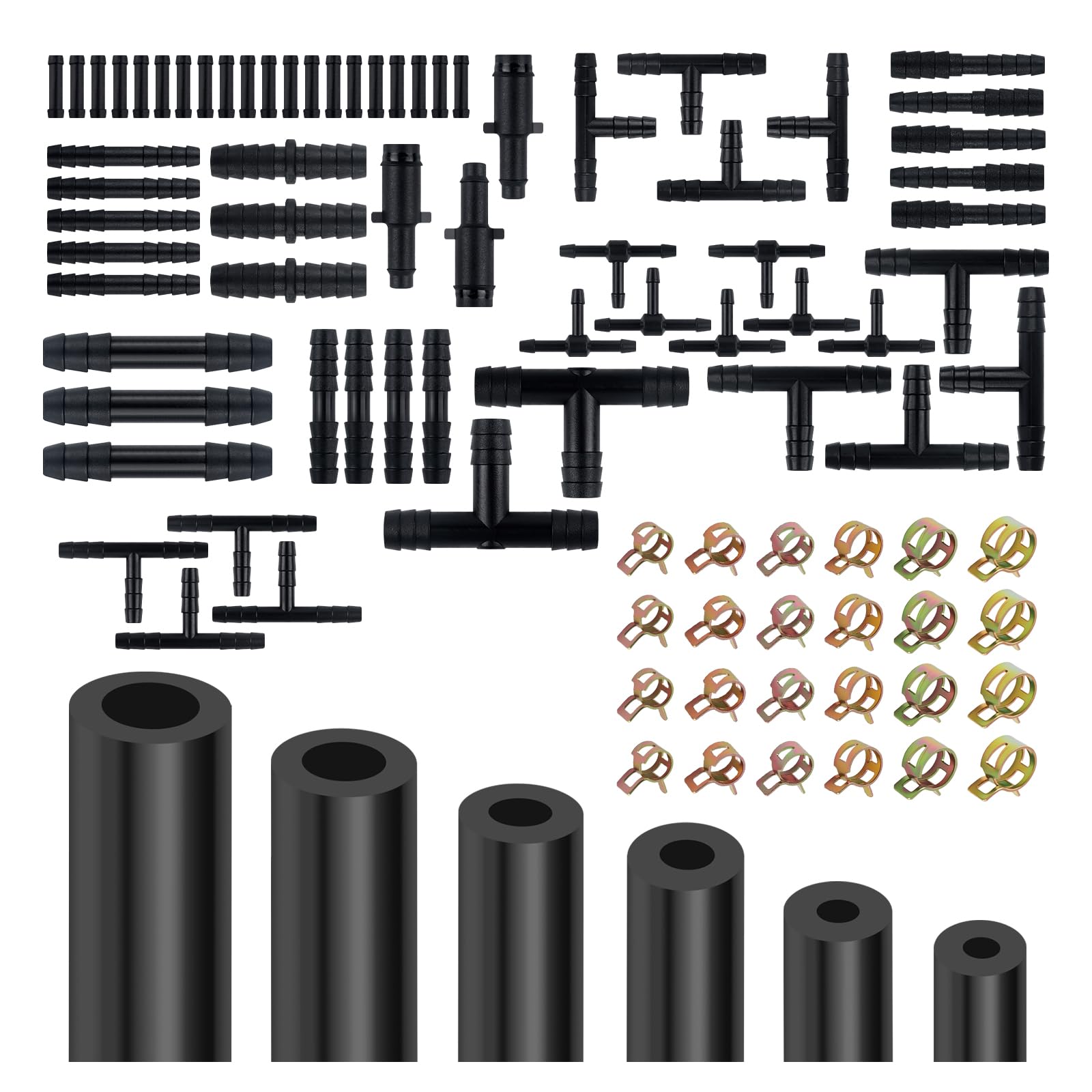 VKQTS 6pcs silicone vacuum hose kit, versatile automotive connections for water and air transport.