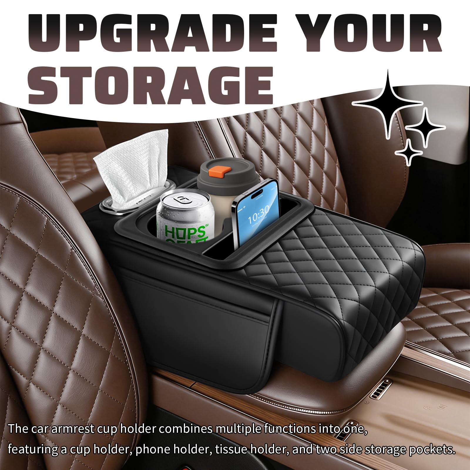 VKQTS armrest tissue holder keeps tissues handy during drives