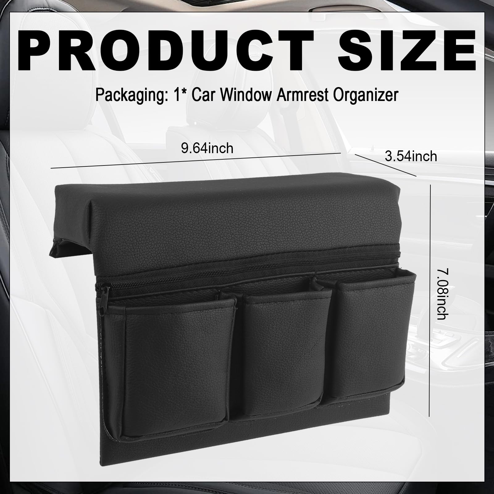 VKQTS armrest storage box with divided compartments keeps small items organized.