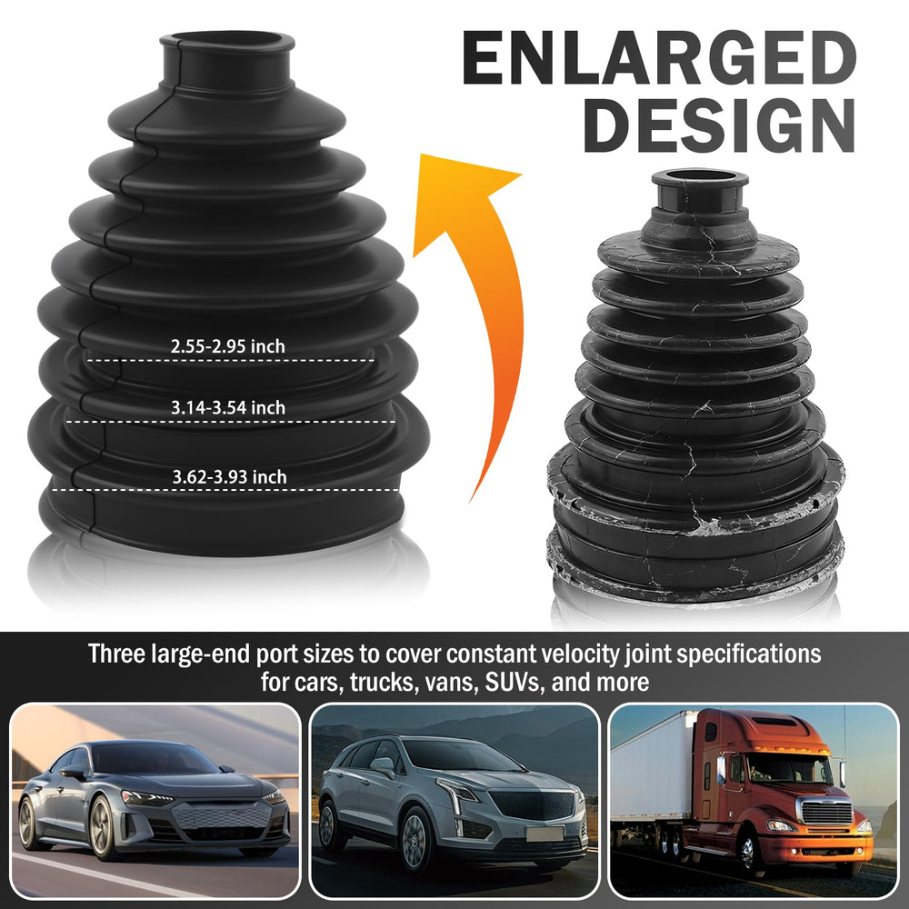 VKQTS rubber CV boot material offers wear resistance under daily driving.