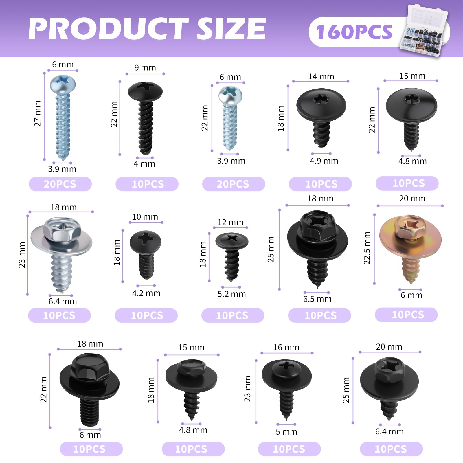 VKQTS pan head self-tapping screws for firm vehicle fastening