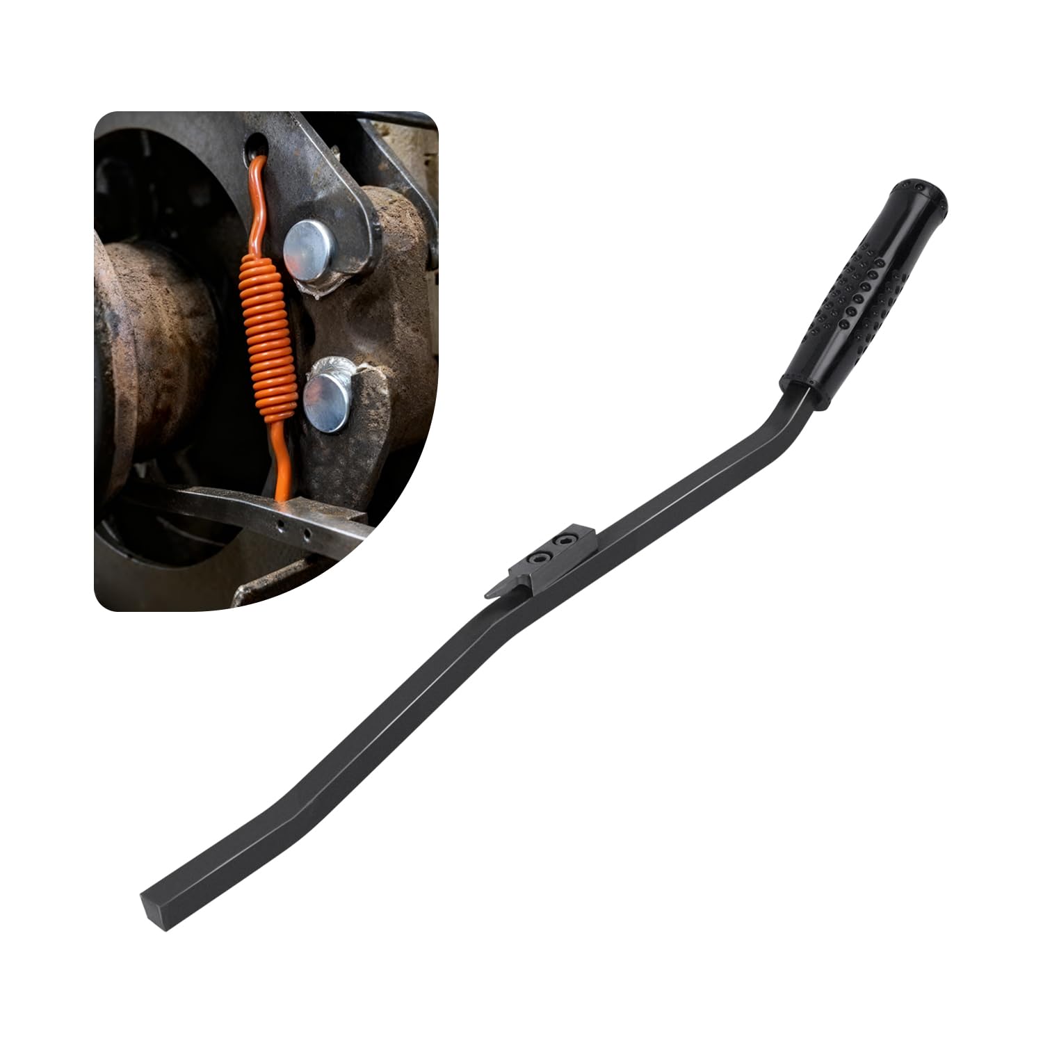 VKVXCLON S-Cam brake spring tool in use for rugged tractor installations