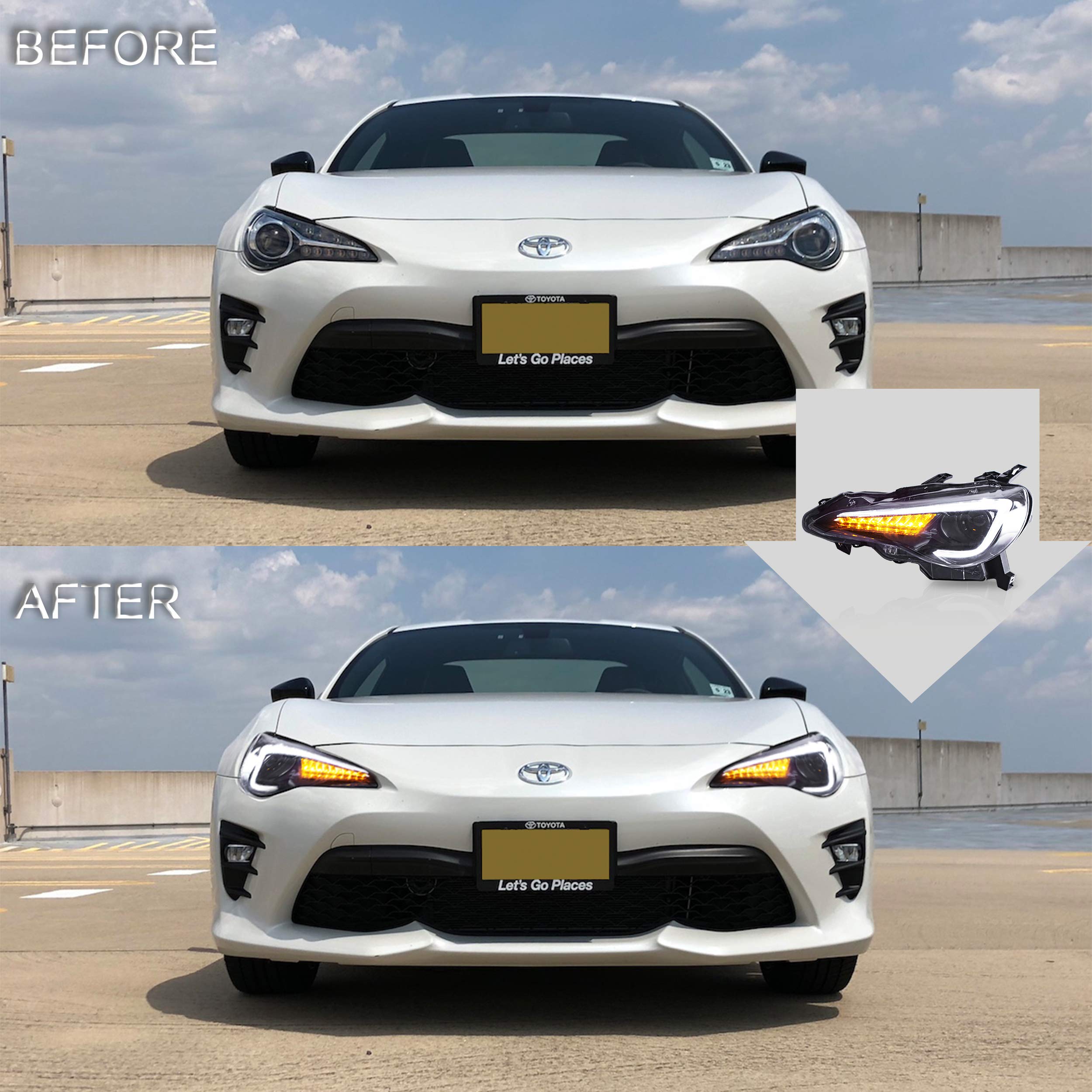 VLAND headlight assembly waterproof sealed housing protects against weather.