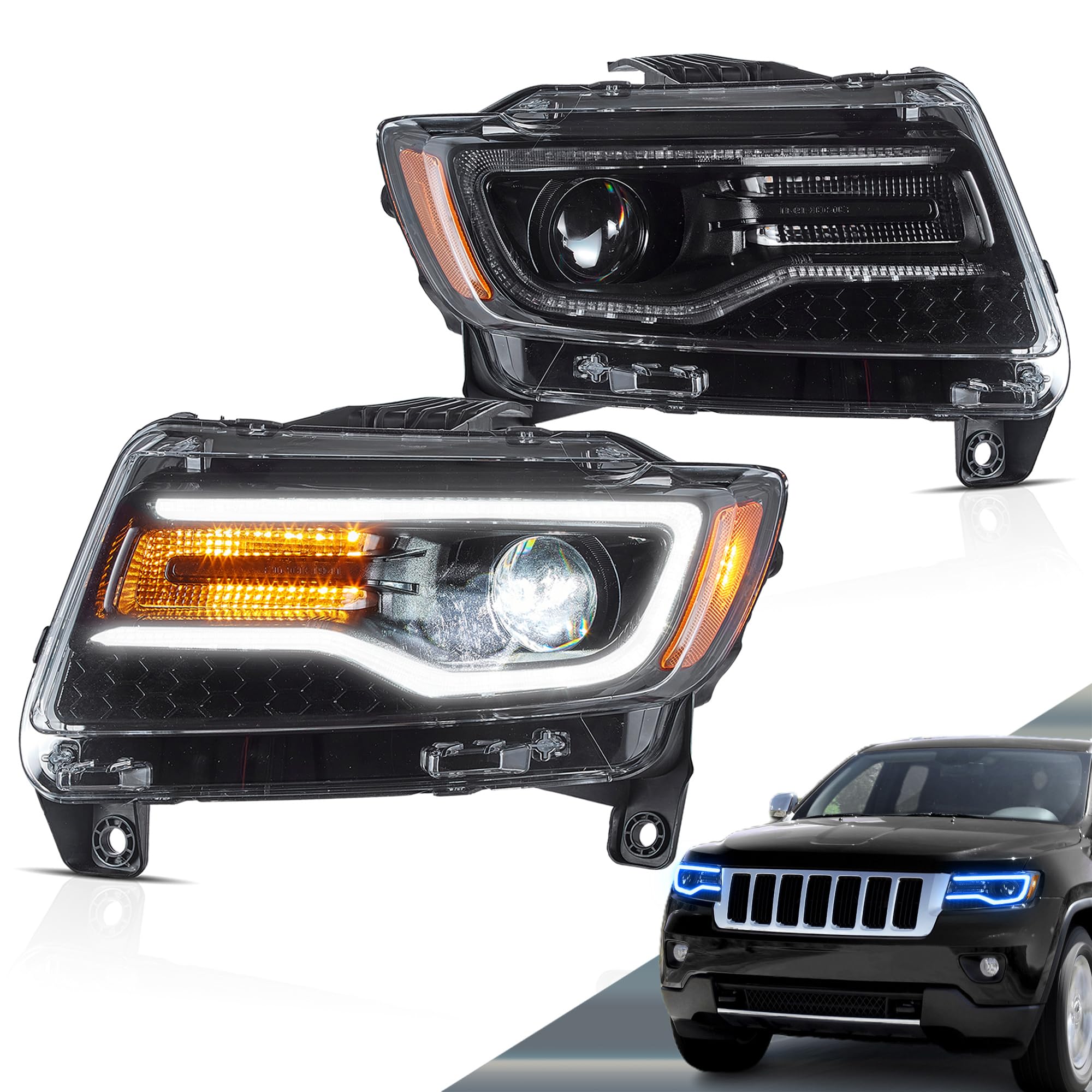 VLAND LED headlights WK2 front view with crisp night-time illumination