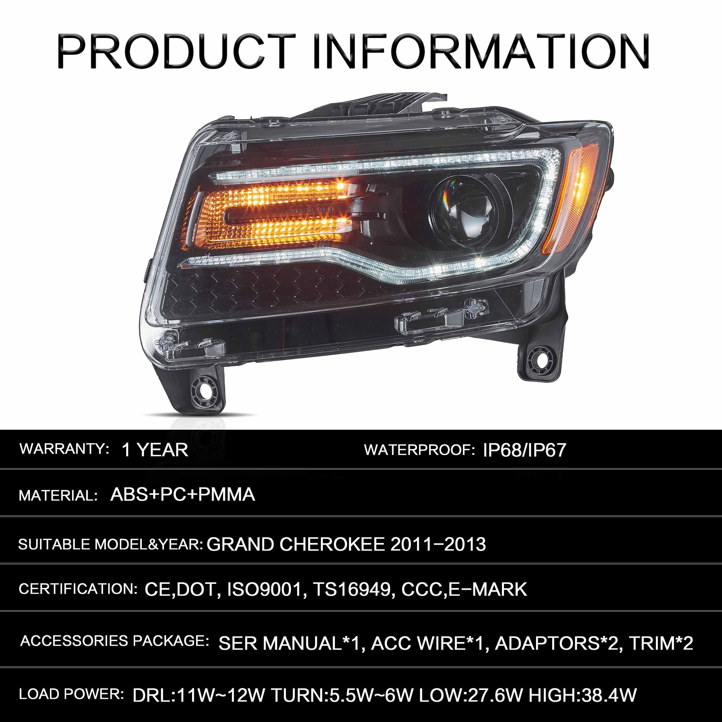 VLAND sealed, weather-resistant headlight design for WK2