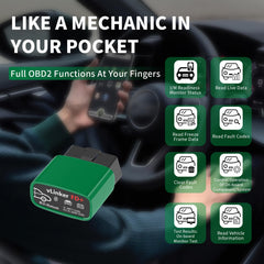 VLinker FD+ battery protection shown during diagnostics to prevent drain.