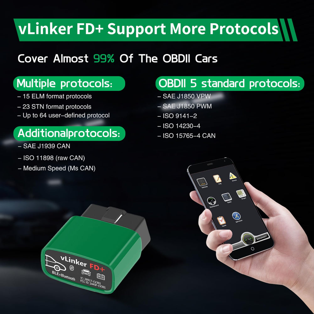 VLinker FD+ detailed on-screen diagnostics for professional checks.