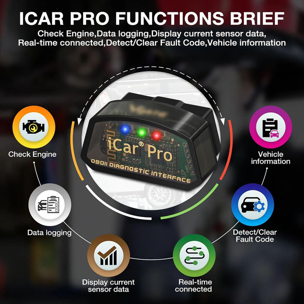 vLinker iCar Pro Mini diagnostic screen shows live codes