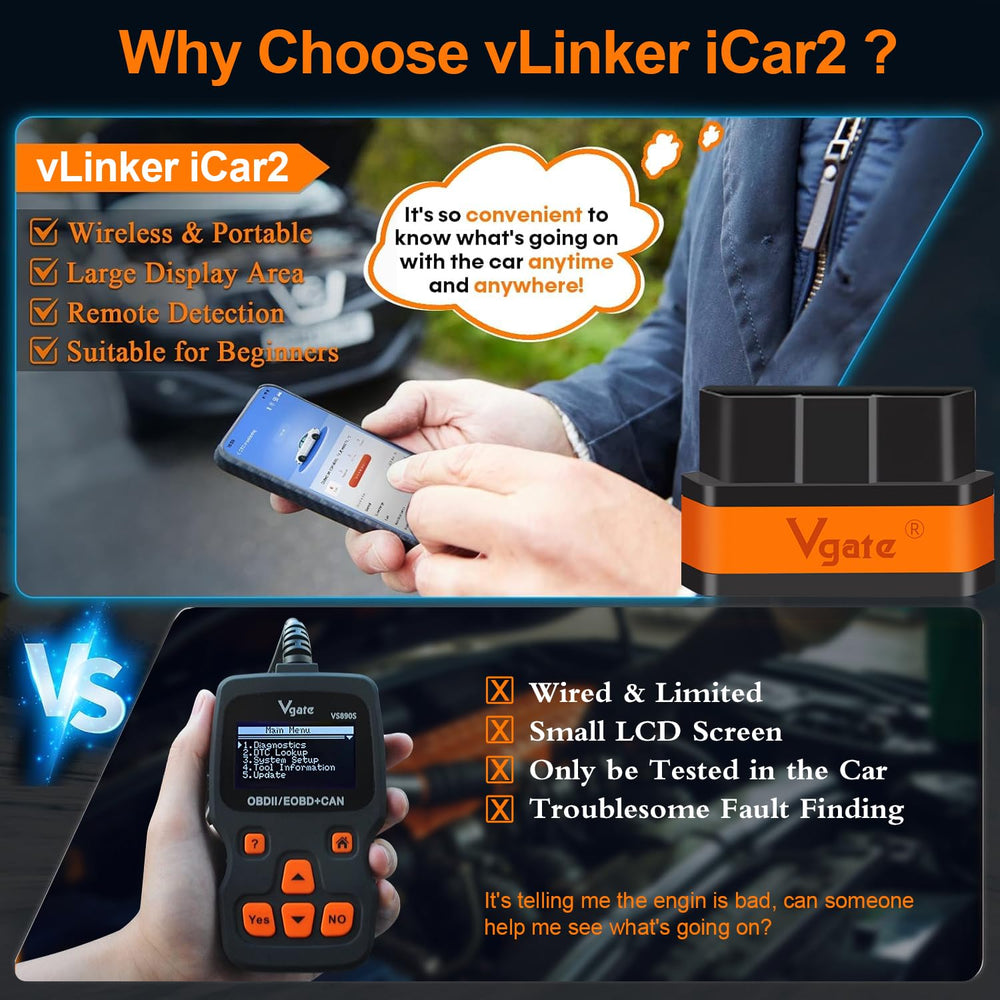 vLinker iCar2 works with Android and iOS apps for DIY diagnostics
