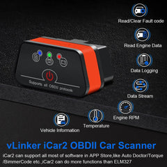 vLinker iCar2 in use with a mobile app to read codes