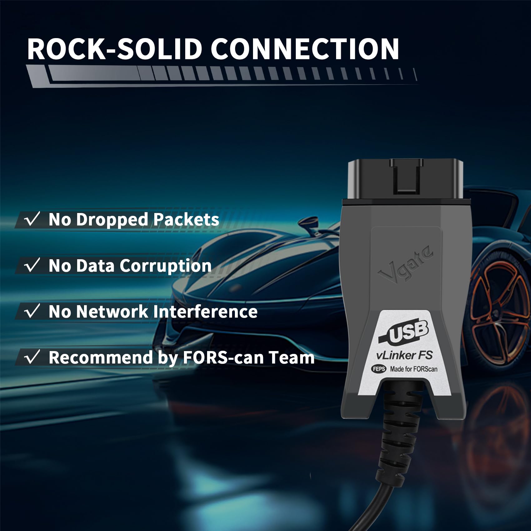 vLinker VGATE FS USB HS-CAN and MS-CAN auto-switch keeps networks separate.