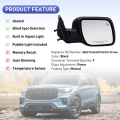 VMDCcdz passenger mirror with blind-spot light for safer lane changes.