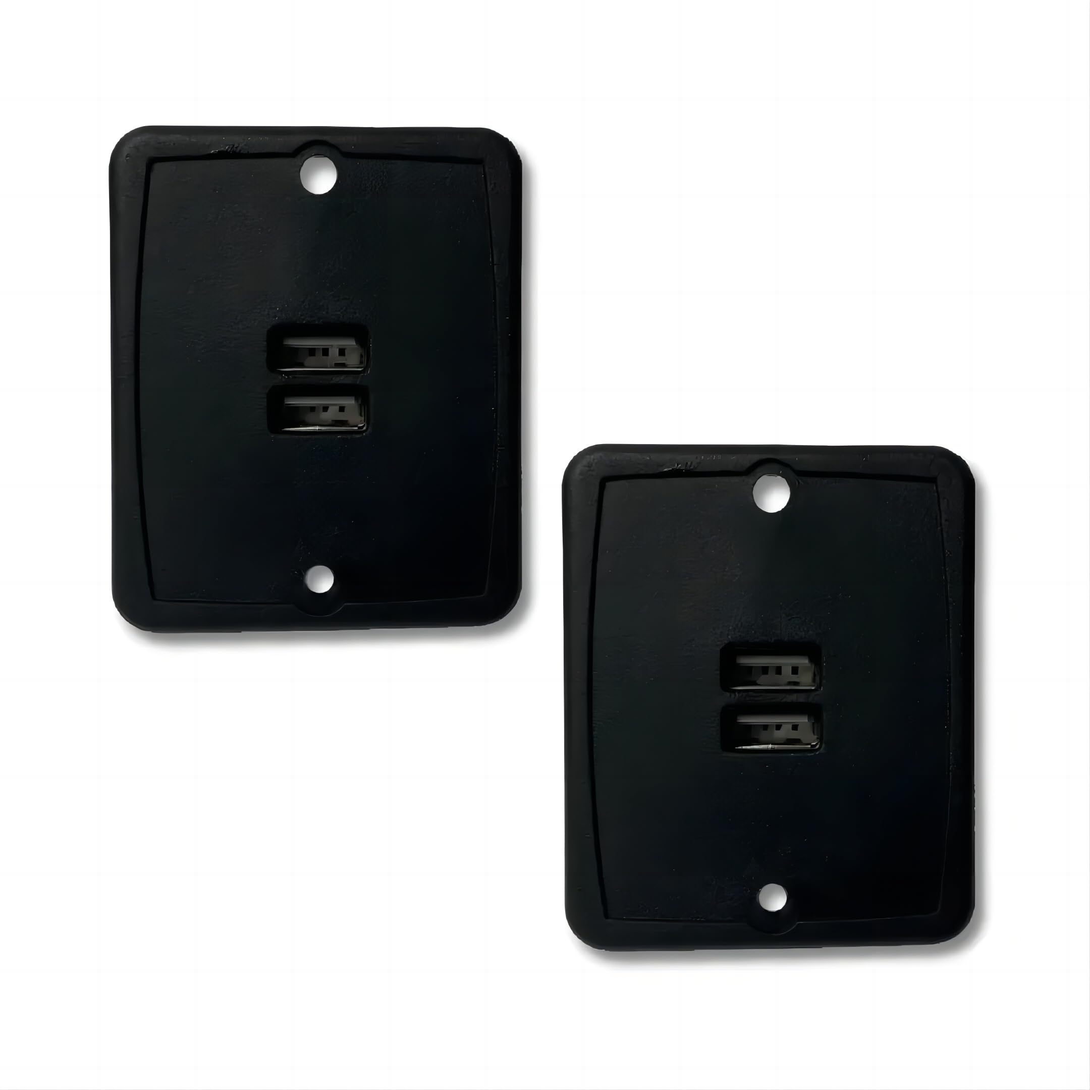 VMDLKB RV dual-port USB outlet in black panel for on-the-go charging.