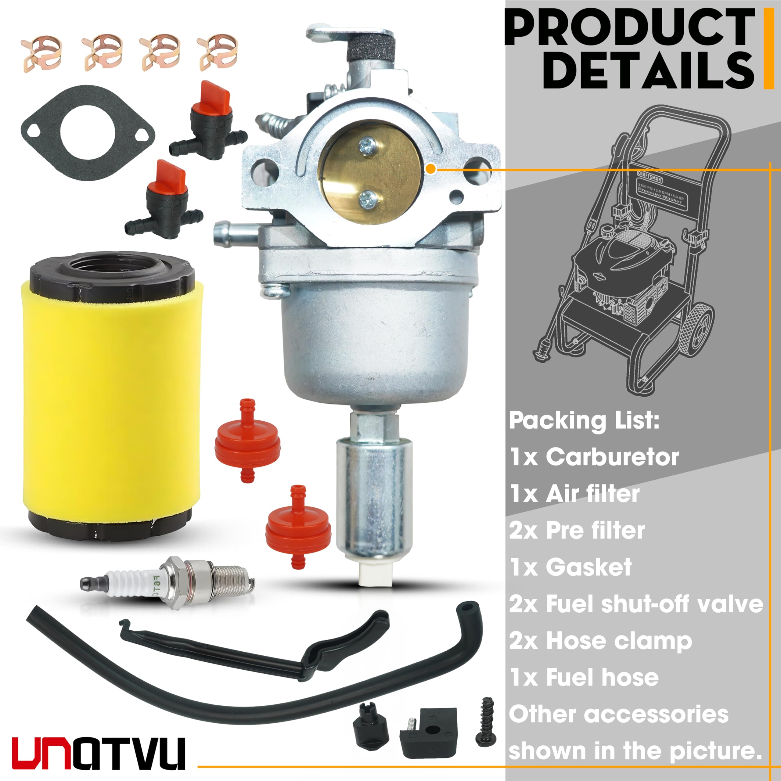 VNATVU carburetor different angle view for build quality check.