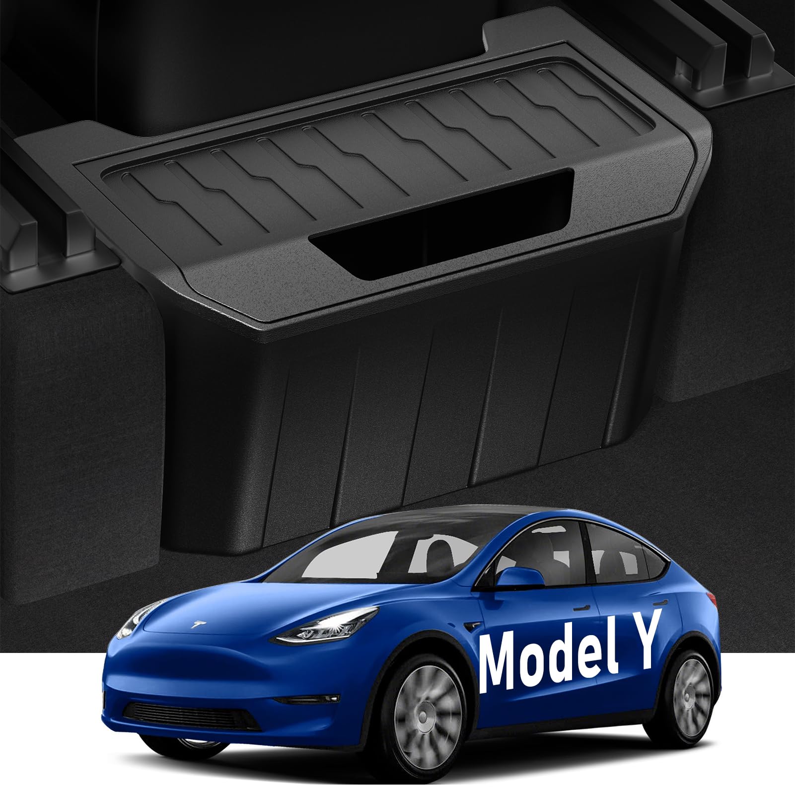 Vnkesno rear center console organizer for Model Y enhances storage and cabin tidiness.