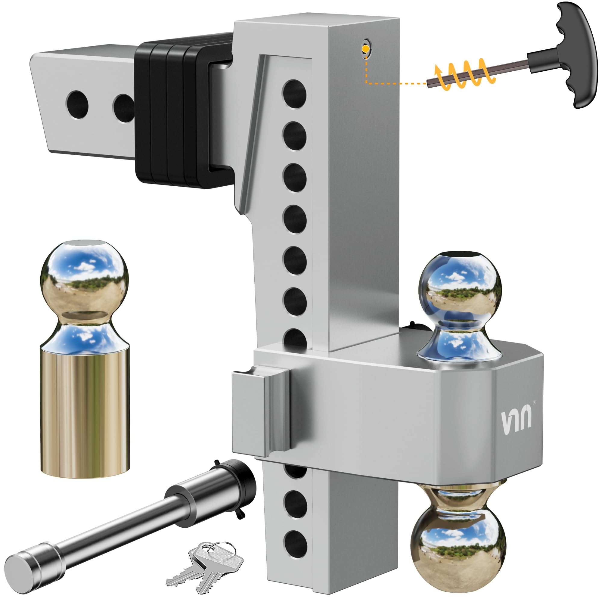 VNN 10 inch drop hitch in a 2.5 inch receiver ready for stable towing
