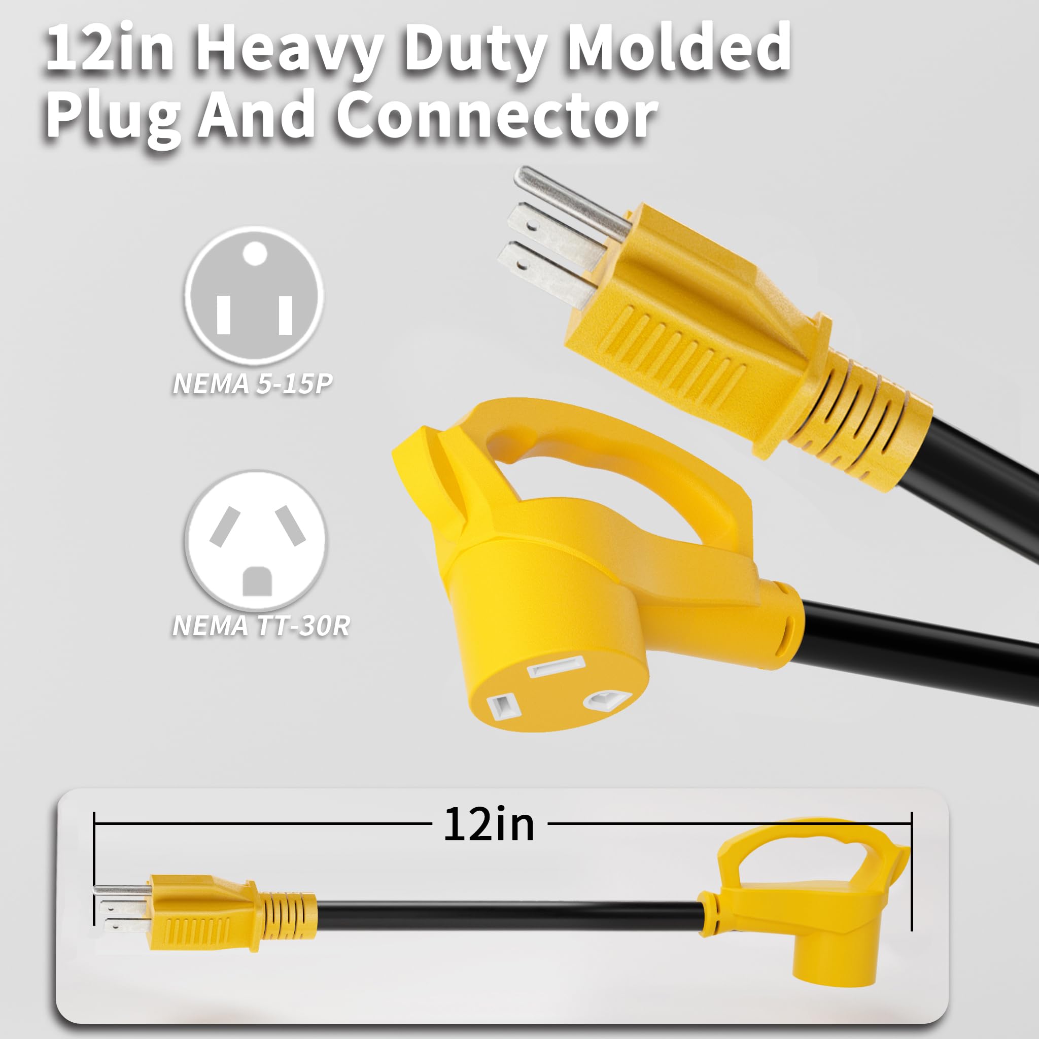 Vockjour NEMA TT-30R female connection for RV power delivery.