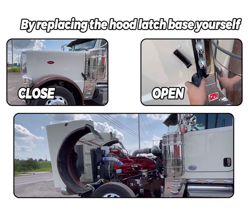 VODCACA hood latch base for Peterbilt 378; rugged hood security