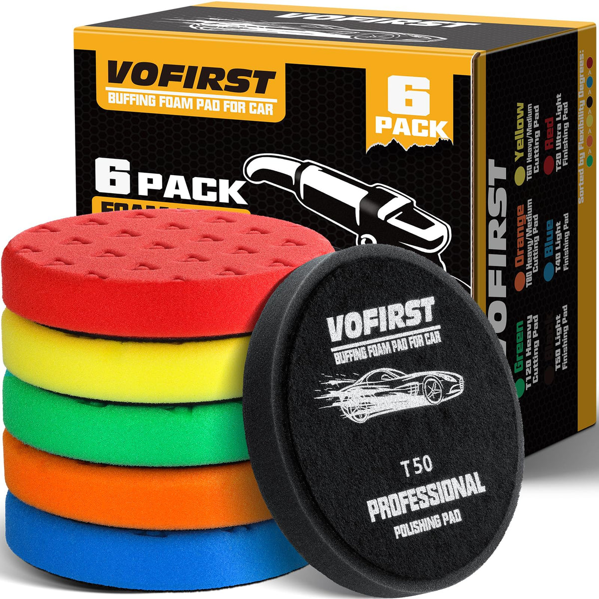 VOFirst green buffing pad for aggressive cutting and high gloss.