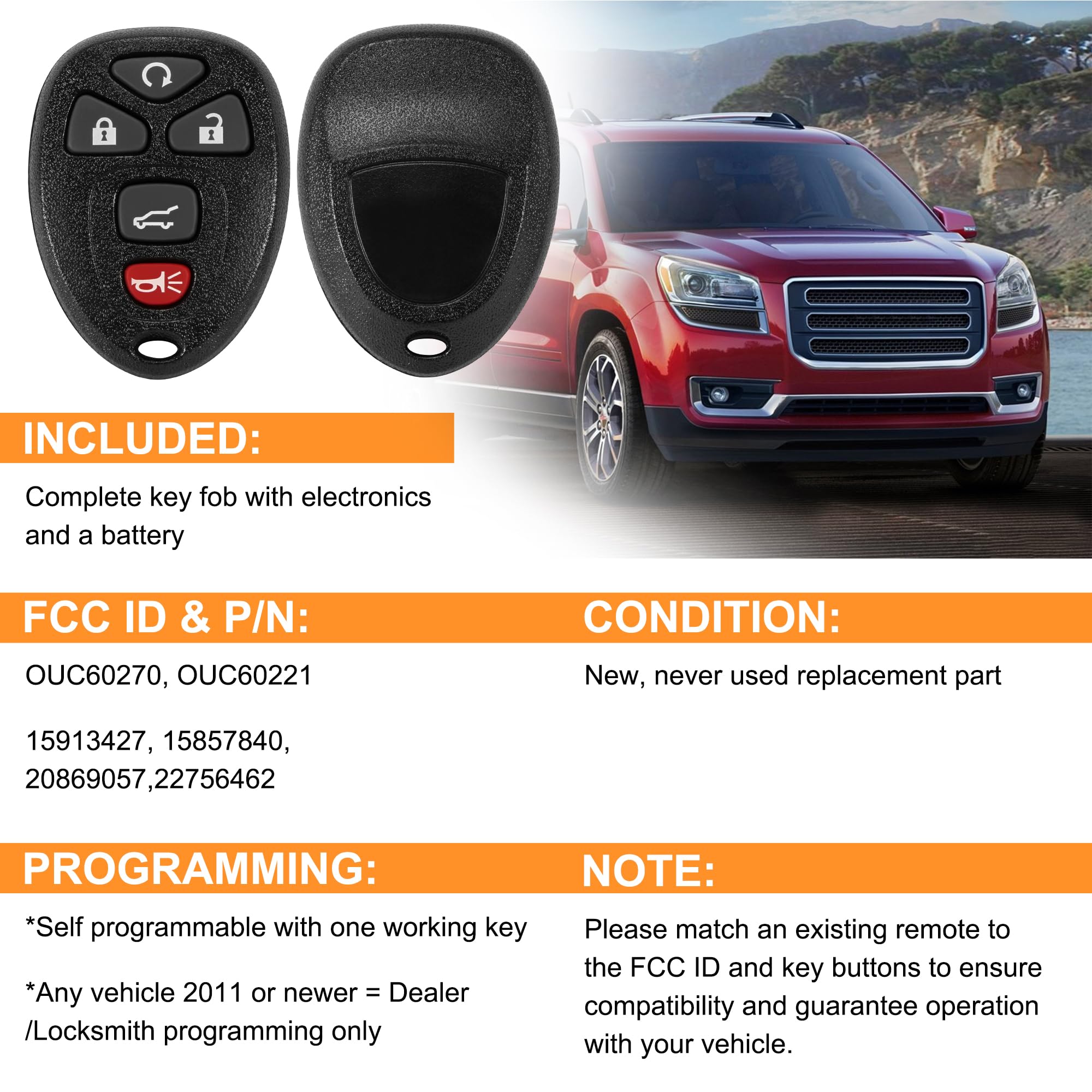 VOFONO Cadillac Escalade key fob close-up for seamless compatibility