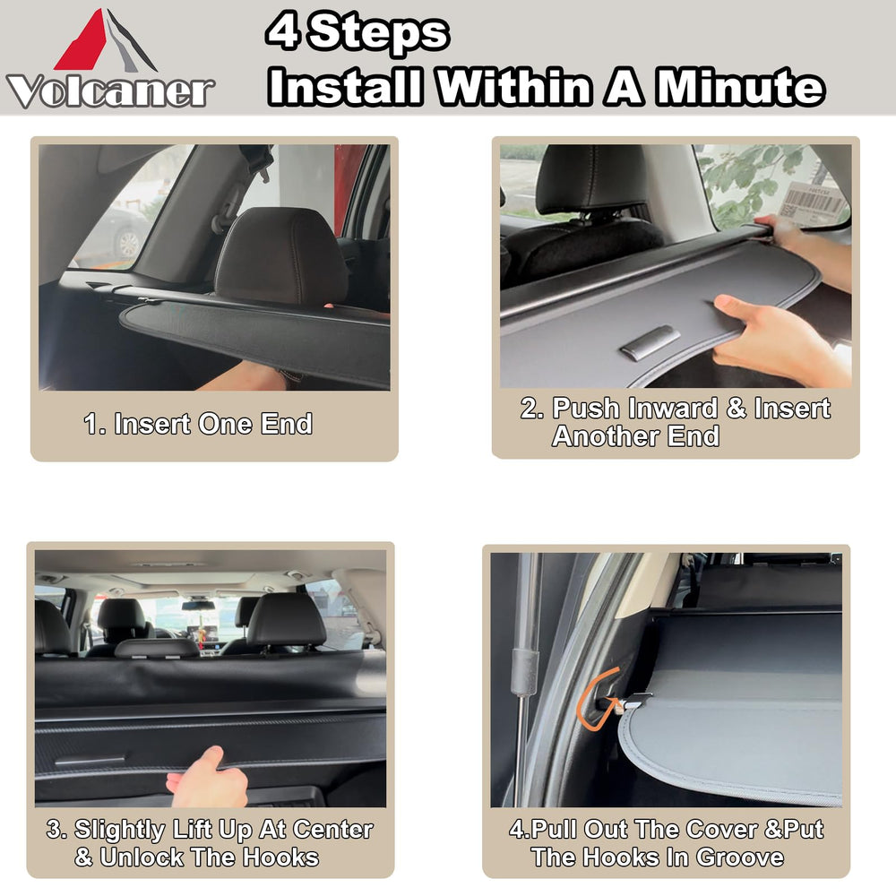 Volcaner cargo cover helps organize items during grocery trips.