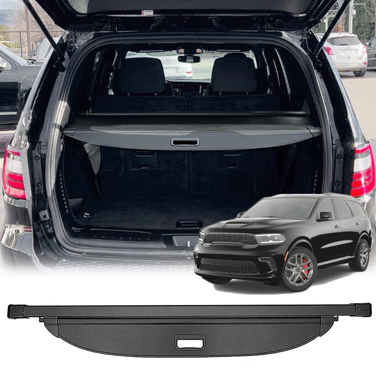 Volcaner cargo cover 2-in-1 fit shields belongings in Durango trunk