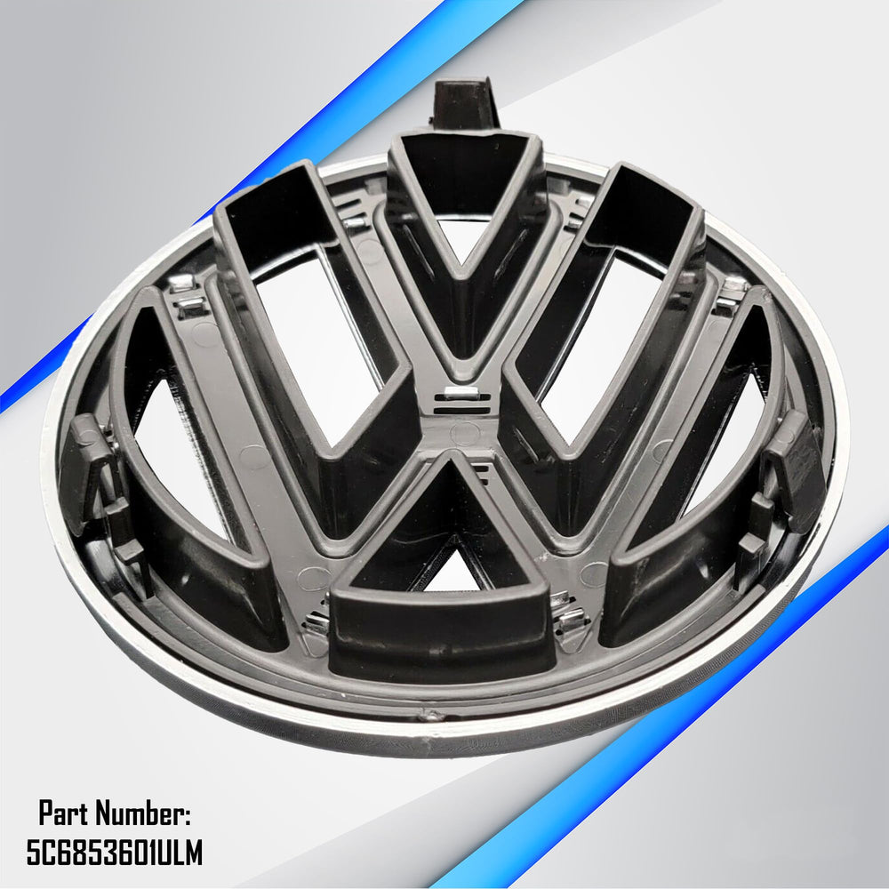 Close-up of the Jetta emblem for a refined chrome appearance.